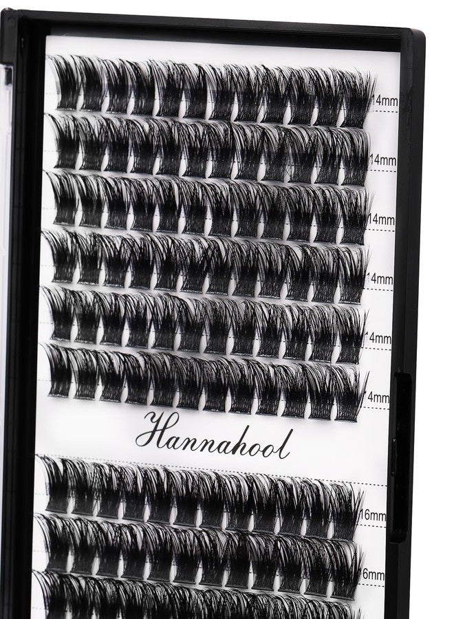 Hannahool 12rows-Large Tray Mixed 8-10-12-14-16mm/Mixed 14-15-16mm/Mixed14mm-16mm/Mixed 18-20mm Wide Stem Individual False Eyelashes Dramatic Black Cluster Eyelashes (mixed14mm-16mm) - Image 2