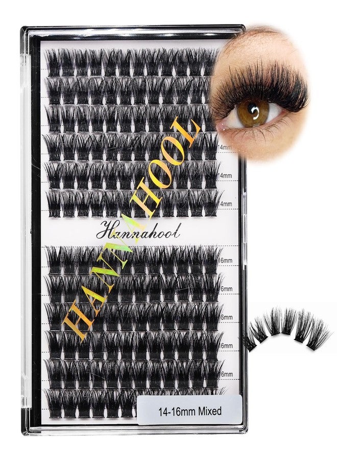 Hannahool 12rows-Large Tray Mixed 8-10-12-14-16mm/Mixed 14-15-16mm/Mixed14mm-16mm/Mixed 18-20mm Wide Stem Individual False Eyelashes Dramatic Black Cluster Eyelashes (mixed14mm-16mm) - Image 1