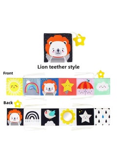 Generic Bed Circumference Haha Mirror Cloth Book Baby Early Education Black Red White Double-sided Cloth Book Baby Stereo Cognitive Cloth Book Toy-Color:Animals + Weather (with Gum)  - Image 1