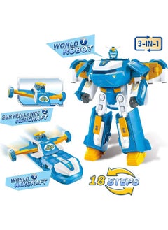 Nessi World Smilechild Super Wings World Aircraft 3in1 Sound and Light Transforming Robot Airplane Playset - Mini Flyer Jett  - Image 2