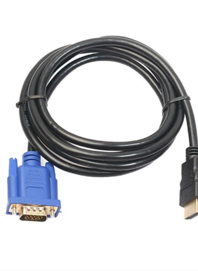 HDMI Gold Male To VGA HD Male 15Pin Adapter 1080P Converter Cable 6FT Black - Image 1