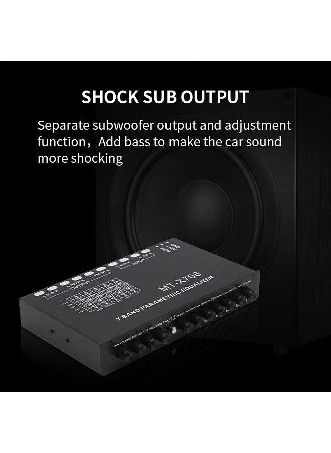 AROAQ - 7 Band Car Audio Equalizer, Adjustable 7 Bands Equalizer Car Amplifier Graphic Equalizer With CD AUX, Multifunctional Car Audio Equalizer Tuning Crossover Amplifier - Image 1