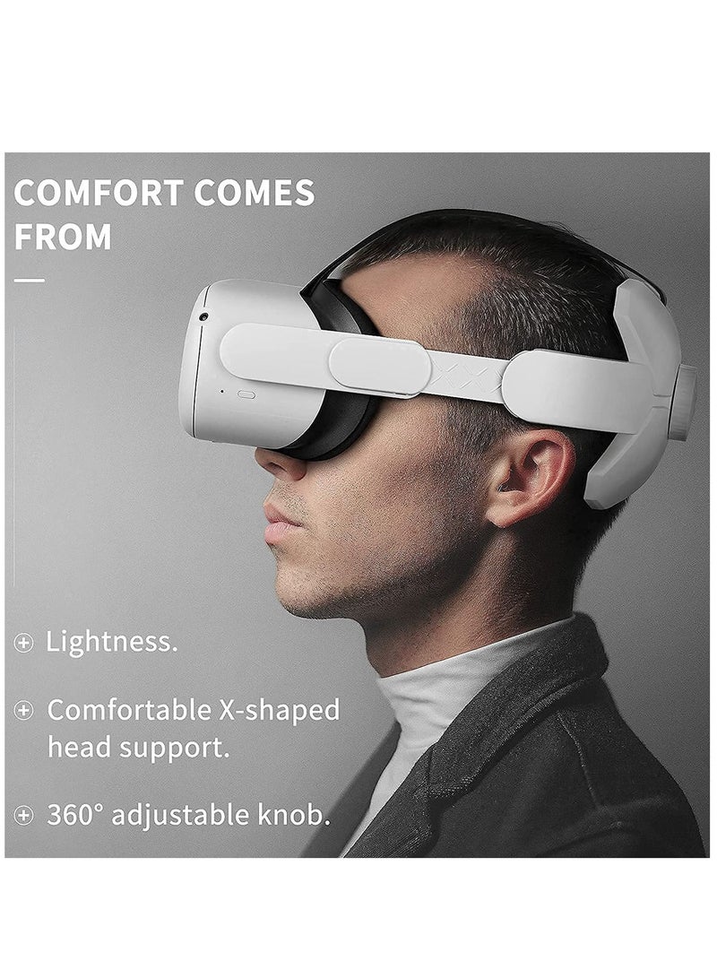 Adjustable Headband Compatible for Meta Quest 2 Oculus Quest 2 with Head Cushion Replacement for Elite Strap Comfortable Protective Head Strap Reduce Pressure White - Image 2