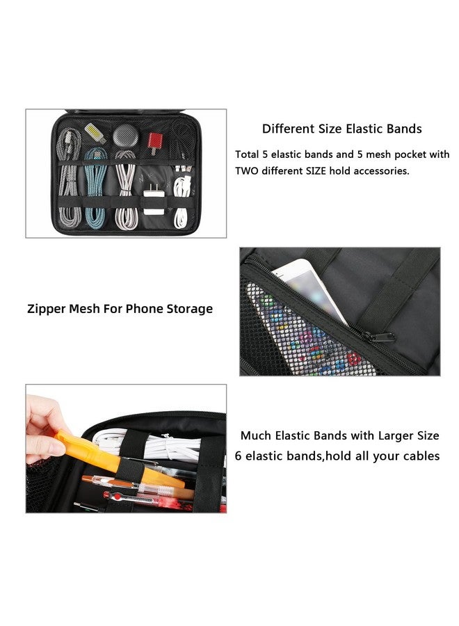 MATEIN Cable Organizer Bag, Large Travel Storage Bag Sturdy Tool Case with Handle for Phone Cord Electronics Accessories, Carrying Case for Tablet (Up to 12.9inch), Powerbank, Hard Drive, Black - Image 4