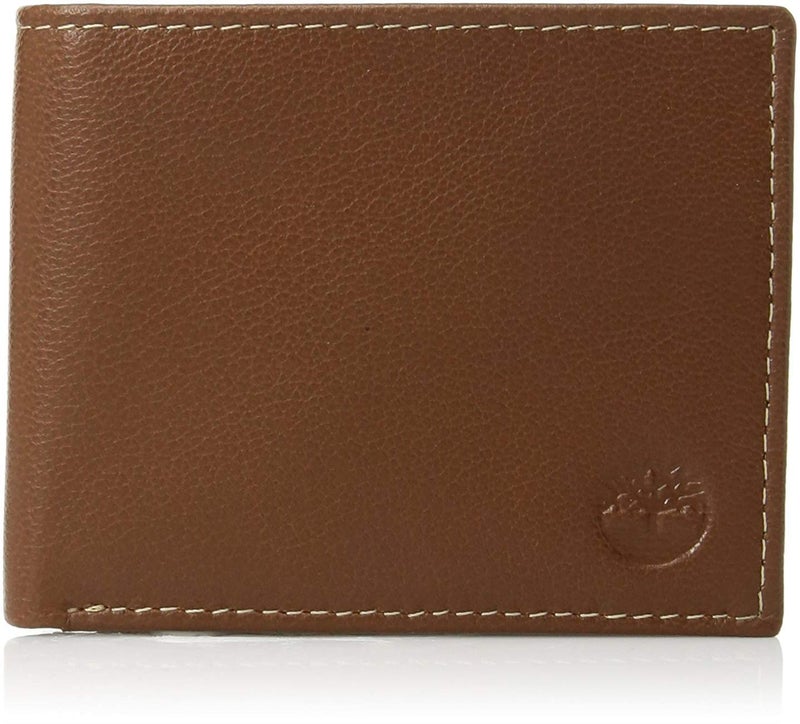 Timberland Men's Leather Wallet With Attached Flip Pocket, Tan, One Size - Image 1