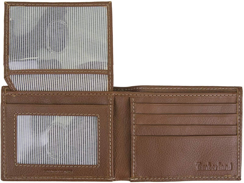 Timberland Men's Leather Wallet With Attached Flip Pocket, Tan, One Size - Image 3