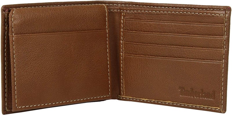 Timberland Men's Leather Wallet With Attached Flip Pocket, Tan, One Size - Image 4