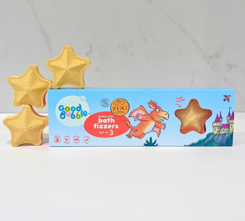 Good Bubble Zog Golden Star Bath Fizzers Set of 3 Bath Bombs for Toddlers AllergenFree Bath Additive for Kids