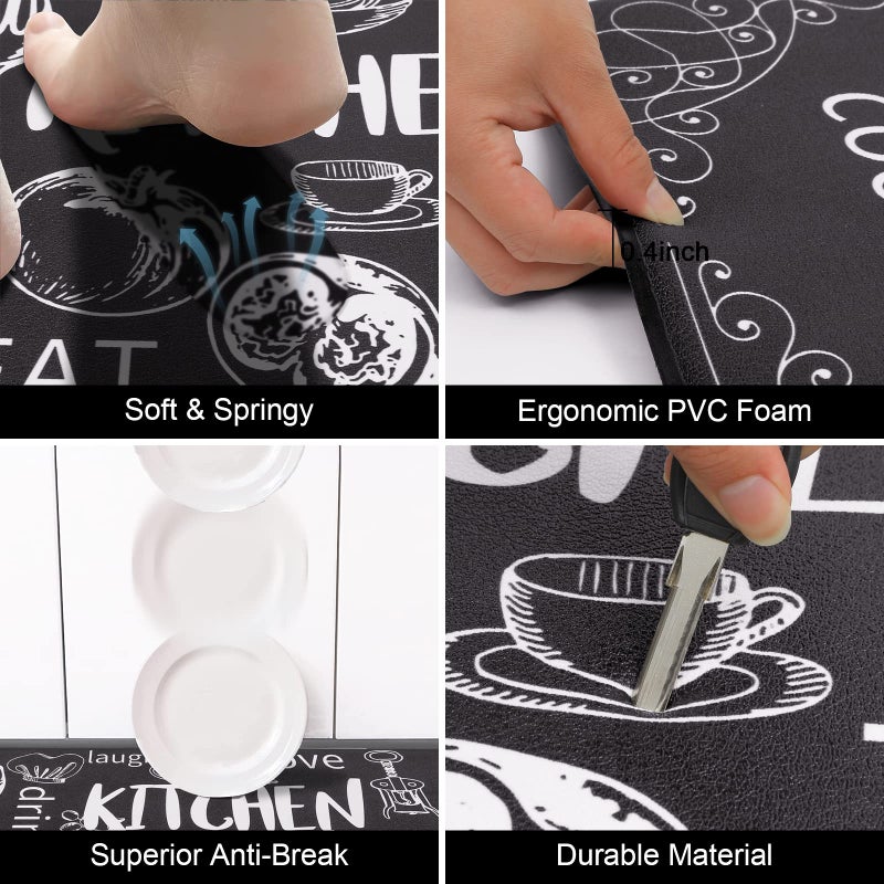 HEBE Kitchen Mats for Floor Set of 2 Thick Anti Fatigue Mat for Cushioned, Waterproof Non-Slip Rugs Comfort Standing Chef Mat for Kitchen Sink, Laundry Room, Farmhouse Home Decor - Image 3