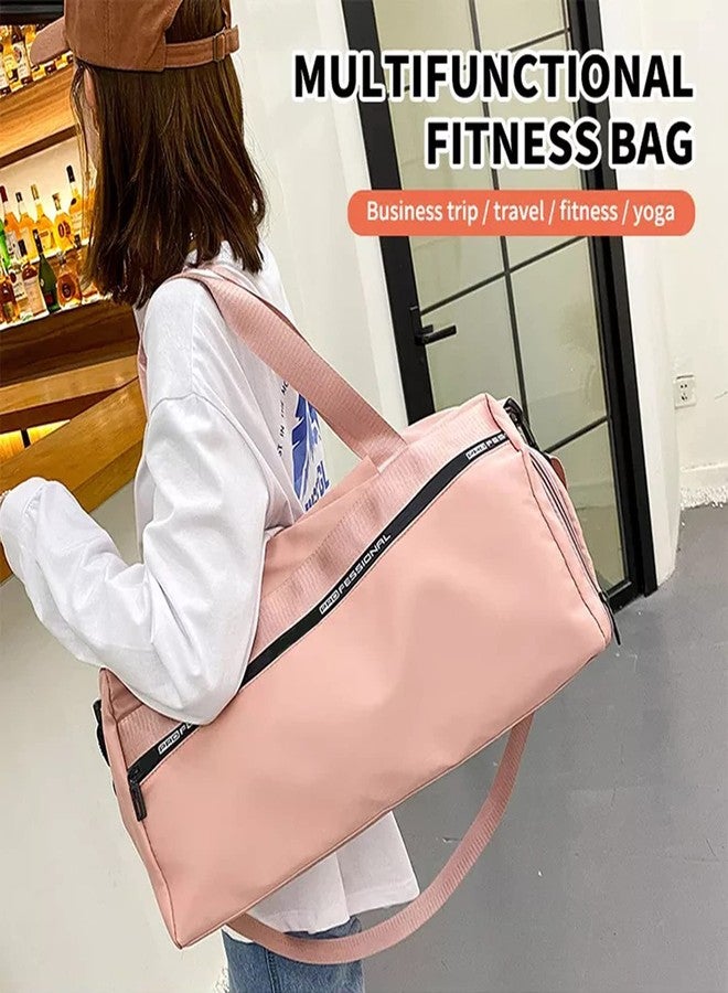 MEZON حقيبة رياضية من ميزون، مناسبة للرياضة واللياقة البدنية واليوغا والسفر والتدريب الرياضي، مزودة بأقسام منفصلة للأغراض الجافة والرطبة، حقيبة سباحة، حقيبة سفر للرجال أو النساء (لون وردي) - Image 3