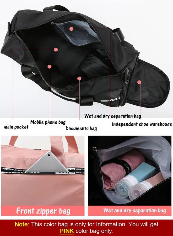 MEZON حقيبة رياضية من ميزون، مناسبة للرياضة واللياقة البدنية واليوغا والسفر والتدريب الرياضي، مزودة بأقسام منفصلة للأغراض الجافة والرطبة، حقيبة سباحة، حقيبة سفر للرجال أو النساء (لون وردي) - Image 4
