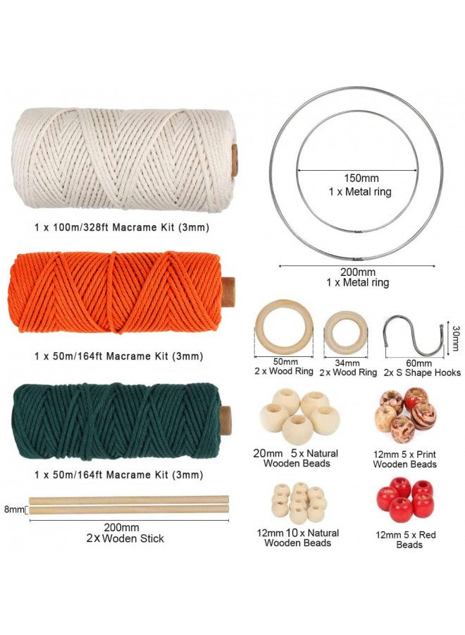 UHAPEER Macrame Kits for Adults Beginners, DIY Macrame Plant Hanger Kit and Macrame Supplies, with 3 mm Macrame Cord Cotton, Macrame Meads, Wooden Rings, Dream Catcher Rings, Craft Kits for Adults - Image 1