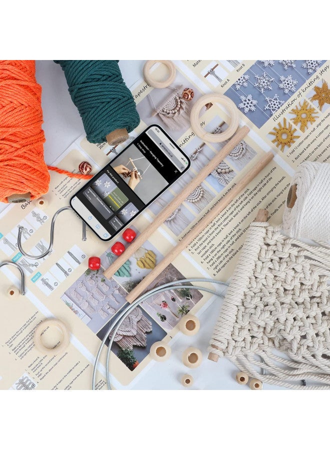 UHAPEER Macrame Kits for Adults Beginners, DIY Macrame Plant Hanger Kit and Macrame Supplies, with 3 mm Macrame Cord Cotton, Macrame Meads, Wooden Rings, Dream Catcher Rings, Craft Kits for Adults - Image 2