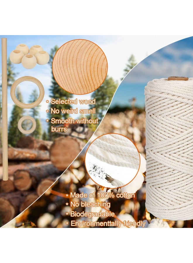 UHAPEER Macrame Kits for Adults Beginners, DIY Macrame Plant Hanger Kit and Macrame Supplies, with 3 mm Macrame Cord Cotton, Macrame Meads, Wooden Rings, Dream Catcher Rings, Craft Kits for Adults - Image 4