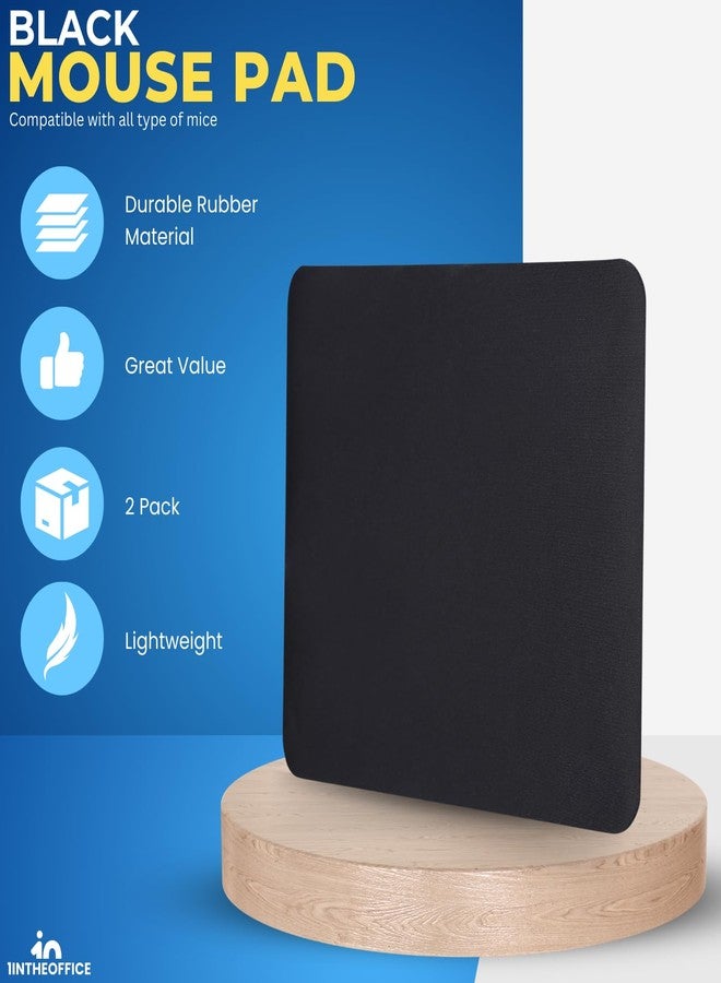 1InTheOffice Mouse Pads, 9" x 7.5", Black, 2 Pack - Image 2