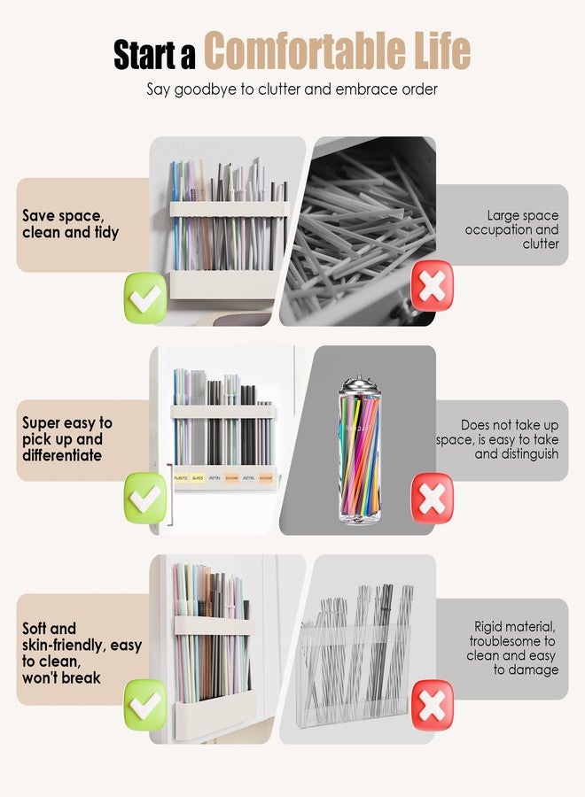 Neepanda حامل قش نيباندا لباب الخزانة، منظم موزع قش سيليكون مطور بتصميم مقسم لعام 2025 مع لاصق قوي وملصقات لتخزين خزانة المطبخ (عبوة واحدة) - Image 3