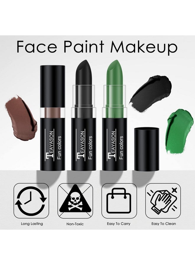 FREEORR 3 Colors Black Brown Green Face Body Paint Stick, Eye Black Baseball Sticks Camo Face Paint For Baseball/Football/Halloween/Cs/Hunting/Sfx Makeup Cream Face& Body Paint Easy To Blend- - Image 4