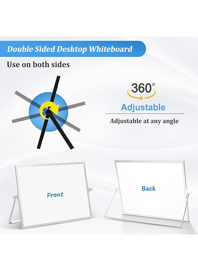 erorex Double Sided Magnetic Whiteboard 16 * 12 Inch Dry Erase Whiteboard With Revolving Stand Magnetic Desktop White Board With 10 Markers 4 Magnets 1 Eraser For School And Office  - Image 3