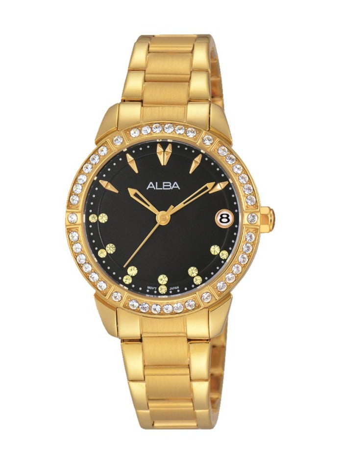 ألبا ساعة يد ألبا حريمي فاشون سوار استانلس ستيل ، مينا لون أسود AG8546X1 