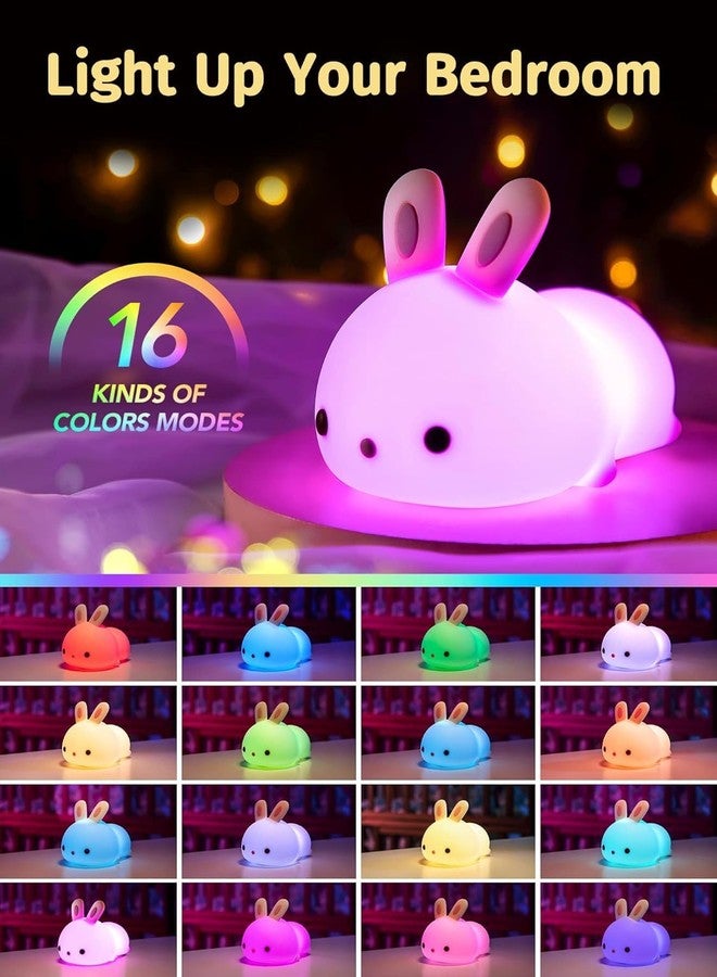 SIXFIRE Silicone Bunny Led Night Light, Squishy Lamp for Kids, 16 Color Changing Bedside Lamp for Baby Nursery, Kawaii Animal Lamp for Bedroom Birthday Gift for Girl,Boy & Toddlers - Image 3