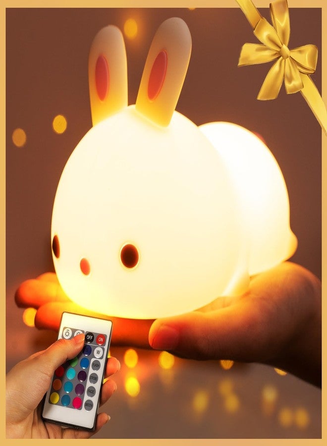SIXFIRE Silicone Bunny Led Night Light, Squishy Lamp for Kids, 16 Color Changing Bedside Lamp for Baby Nursery, Kawaii Animal Lamp for Bedroom Birthday Gift for Girl,Boy & Toddlers - Image 1