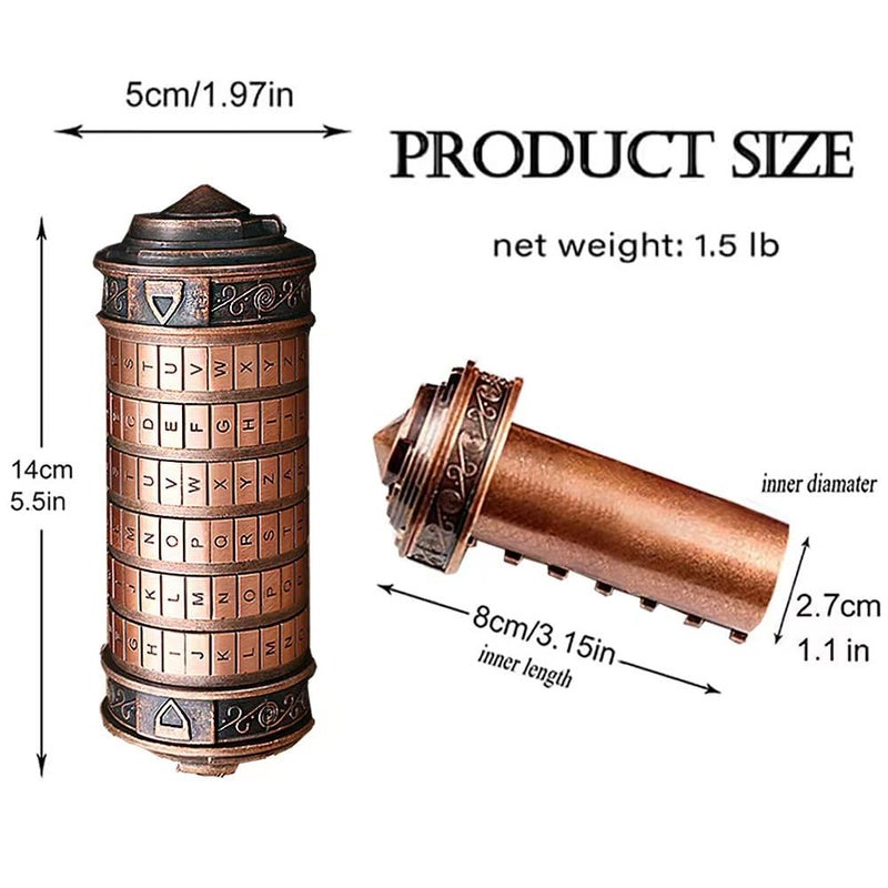 LJOYKID Unique Cryptex Da Vinci Code Mini Cryptex Lock Puzzle Boxes with Hidden Compartments Heavy Real Metal Novelty Birthday Big Enough for NotesPaper MoneyRingsJewelry red Bronze - Image 5