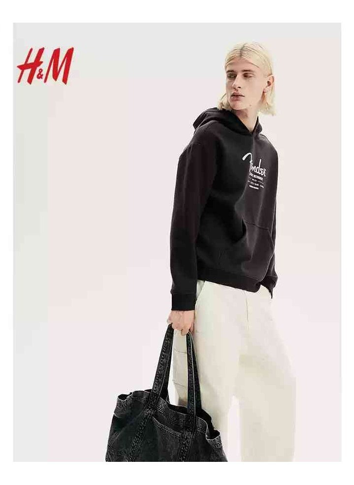 H and M - HM New Casual And Fashionable Loose Printed Hoodie - Image 1