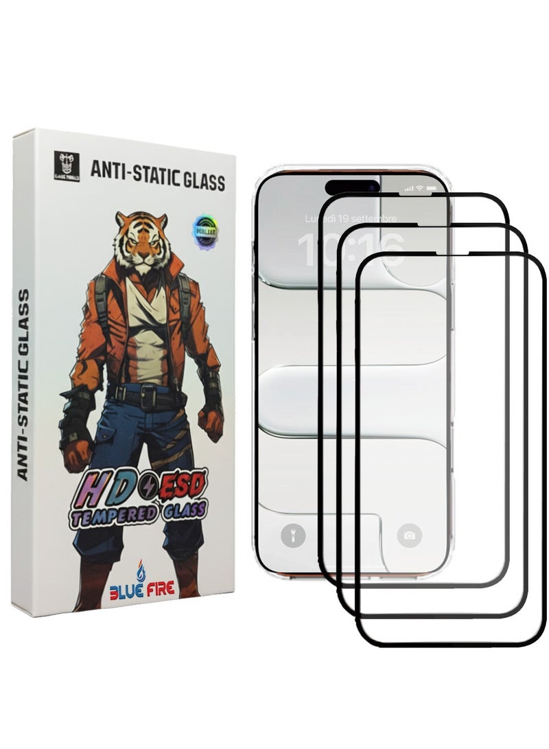 BlueFire [3pack] iPhone 17 Air Screen Protector, 9H Military-Grade Shockproof Tempered Glass, Ultra HD 8K Clear, Anti-Fingerprint, Anti-Static, Scratch Resistant, Easy Installation Frame, Bubble-Freeck - Image 1