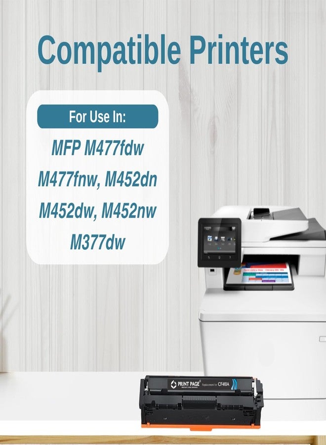 Print Page 410A Toner Cartridge Compatible for CF410A for Color LJ Printers MFP M477fdw, M477fnw, M452dn, M452dw, M452nw, M377dw (410A - Black) - Image 2