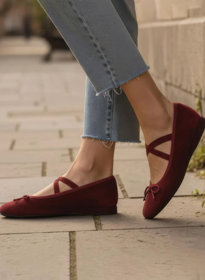 Pair-Ie Tales Wine Velvet Mary Jane Shoes