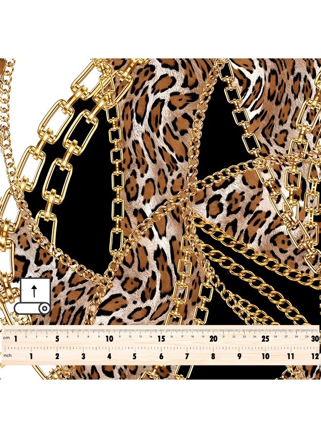 فيلاتو Ù‚Ù…Ø§Ø´ Ø­Ø±ÙŠØ± Ø§Ù„Ù„ÙŠÙ„ Ø¹Ø±Ø§Ù…Ù†ÙŠ Ø¨Ø§Ù„ÙŠØ§Ø±Ø¯Ø© Ø³Ù„Ø§Ø³Ù„ Ø°Ù‡Ø¨ÙŠØ© Ù…Ù† Ø¬Ù„Ø¯ Ø§Ù„Ù†Ù…Ø± Ø¬Ù„Ø§Ø¨ÙŠØ© Ù…Ø®ÙˆÙŠØ± Ø®ÙŠØ§Ø·Ø© 58 Ø¨ÙˆØµØ© Ø¹Ø±Ø¶ - Image 4