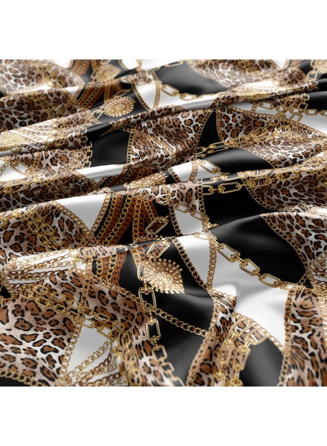 فيلاتو Ù‚Ù…Ø§Ø´ Ø­Ø±ÙŠØ± Ø§Ù„Ù„ÙŠÙ„ Ø¹Ø±Ø§Ù…Ù†ÙŠ Ø¨Ø§Ù„ÙŠØ§Ø±Ø¯Ø© Ø³Ù„Ø§Ø³Ù„ Ø°Ù‡Ø¨ÙŠØ© Ù…Ù† Ø¬Ù„Ø¯ Ø§Ù„Ù†Ù…Ø± Ø¬Ù„Ø§Ø¨ÙŠØ© Ù…Ø®ÙˆÙŠØ± Ø®ÙŠØ§Ø·Ø© 58 Ø¨ÙˆØµØ© Ø¹Ø±Ø¶ - Image 3