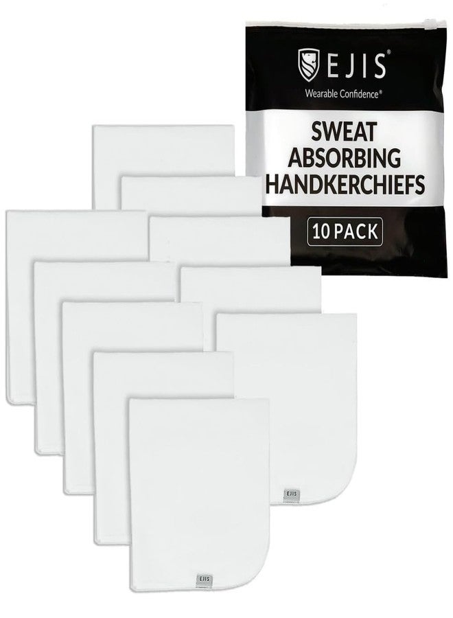 Ejis Sweat Absorbing Handkerchiefs (10 Pack) – 12x12 Large Odor-Resistant Quick-Dry Towels for Face & Hands – For Men & Women - White - Image 1