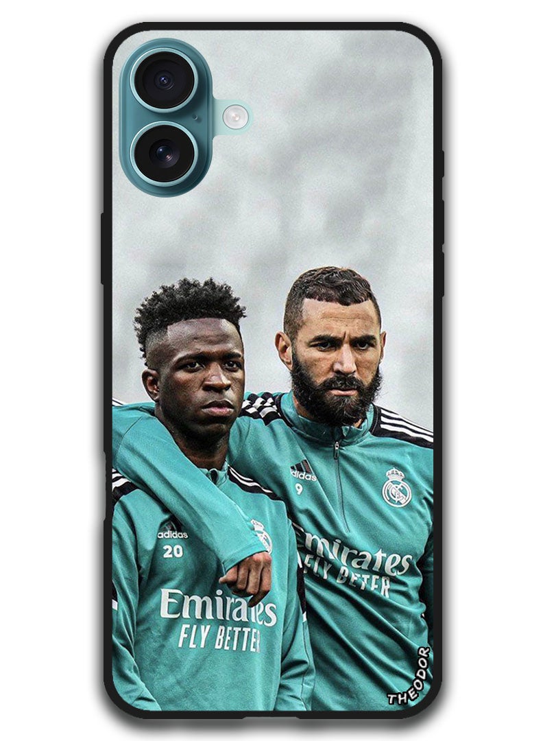 Theodor Protective Case Anti Scratch Shock Proof Bumper Cover For iPhone 16 (6.1)-inch Benzema and Vinicius - Image 1