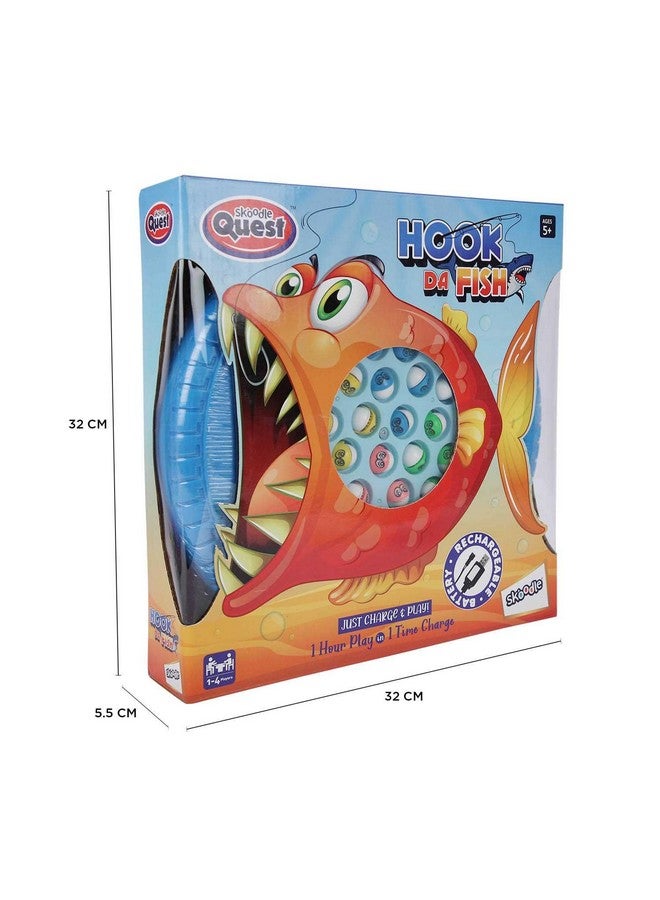 سكودل لعبة صيد السمك القابلة لإعادة الشحن من SKOODLE Quest Hook Da Fish | ٤٥ سمكة و٤ صنارات صيد | لعبة صيد السمك الدوارة الموسيقية | ٥ سنوات فما فوق | أزرق - Image 5