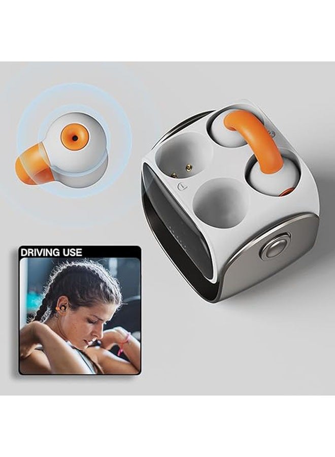 Wireless Open Earbuds, Ear Clip Bone Conduction Headphones, Bluetooth 5.3, Painless Clip-On Earbuds with LED Display, Mini Sports Running Earrings, Headphones, HiFi Quality/Long Battery Life (White) - Image 4