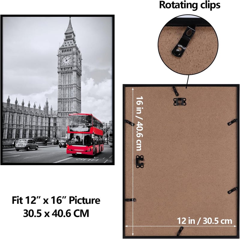 جيفت جاردن إطار الصورة Giftgarden مقاس 30 × 40 سم، إطار فردي للصور واللوحات مقاس 40 × 30 سم، إطار ملصق كبير - للتعليق الأفقي أو الرأسي فقط على الحائط، إطار صورة أسود - Image 2
