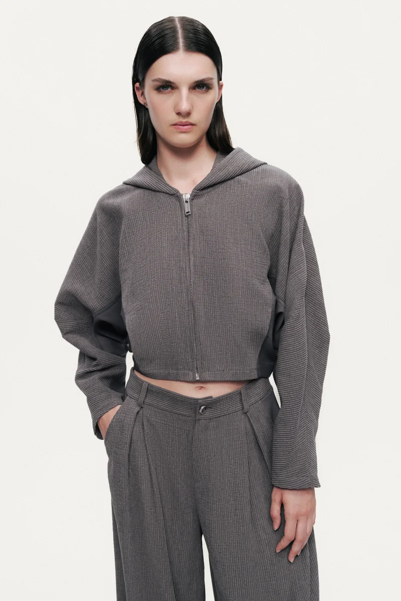 Nocturne  Ribbed Hooded Zip Jacket for Women | Best Price UAE