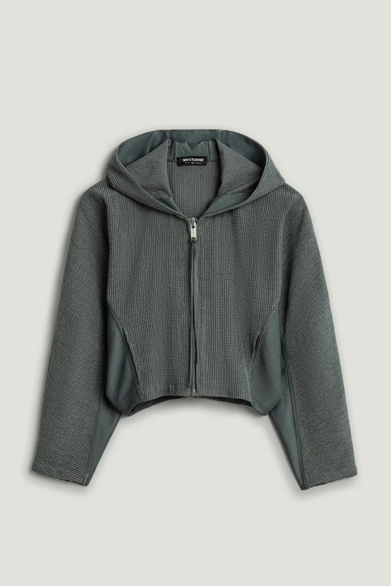 Nocturne  Ribbed Hooded Zip Jacket for Women | Best Price UAE