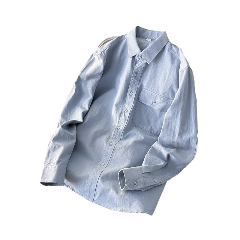 Heavyweight American Work Shirt Long Sleeve Casual Cotton Apricot  - Image 4