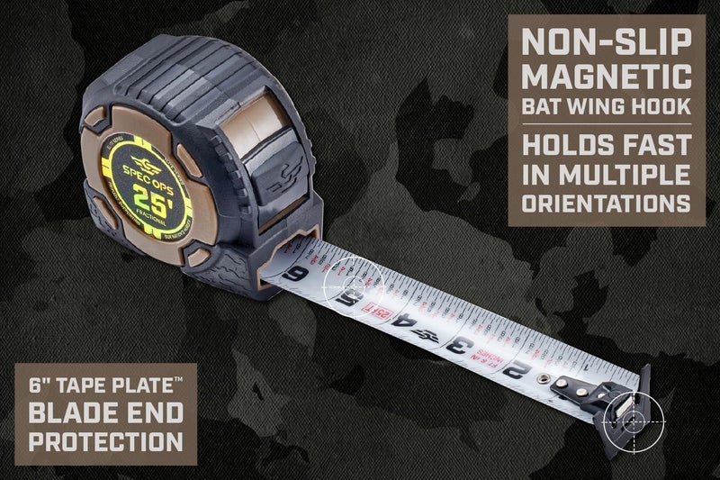 Spec-Ops Spec Ops Tools 25-Foot Elite Series Magnetic Tape Measure, 1 1/4" Double-Sided Blade, Includes Fractional Markings, 12 Feet of Stand Out, Military-Grade Composite Case, 3% Donated to Veterans - Image 2
