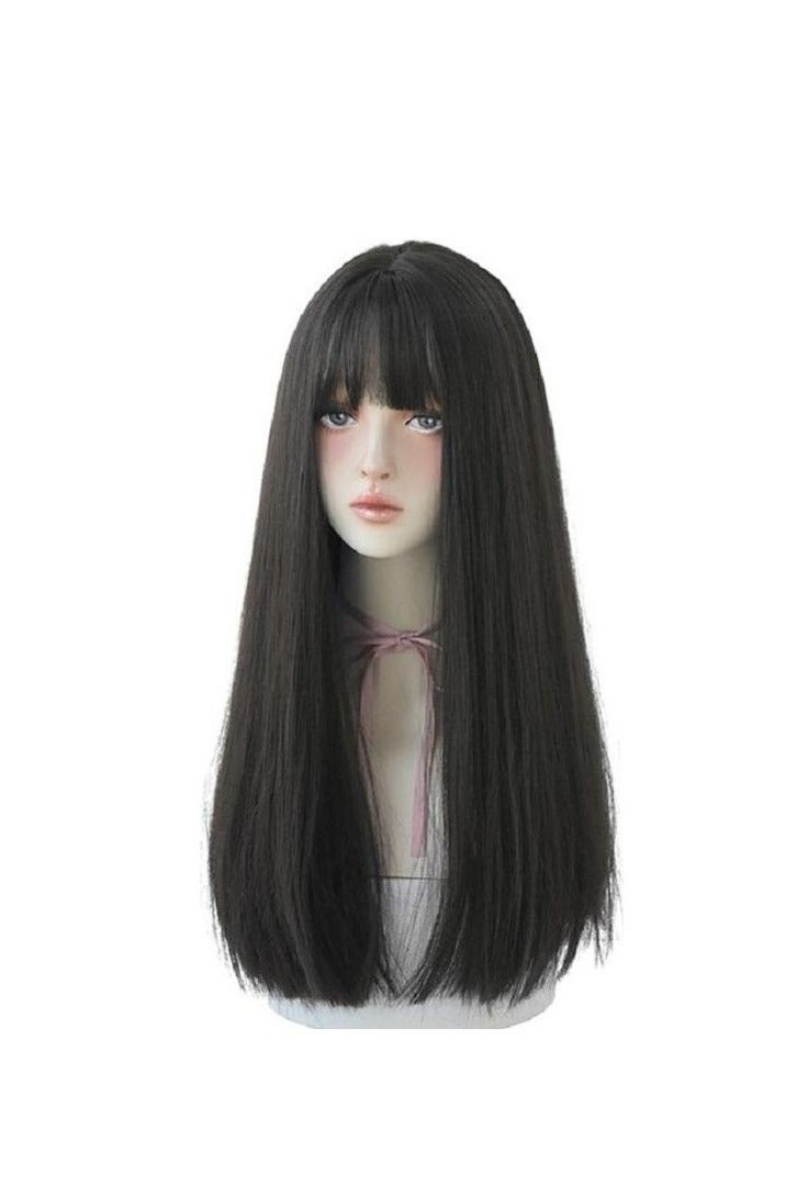 بي جي إم شعر مستعار طويل ومستقيم مع غرة منسدلة بني 58سم - Image 5