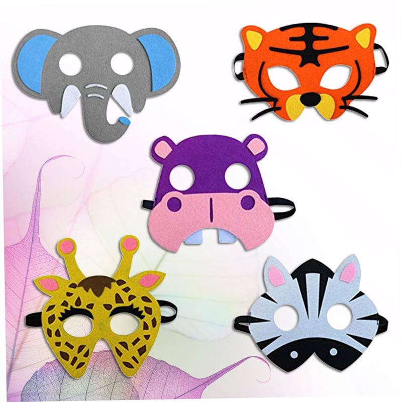 5 Pcs Animal Felt Masks Set Elephant Tiger Hippo Giraffe Zebra For Party Dress Up Costume Play - Image 4