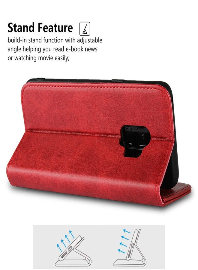 iCoverCase for Samsung Galaxy S9 Wallet Case, Premium PU Magnetic Leather Card Slots Holder Carry Kickstand Feature Flip Cover Case for Galaxy S9 (Wine Red) - Image 4