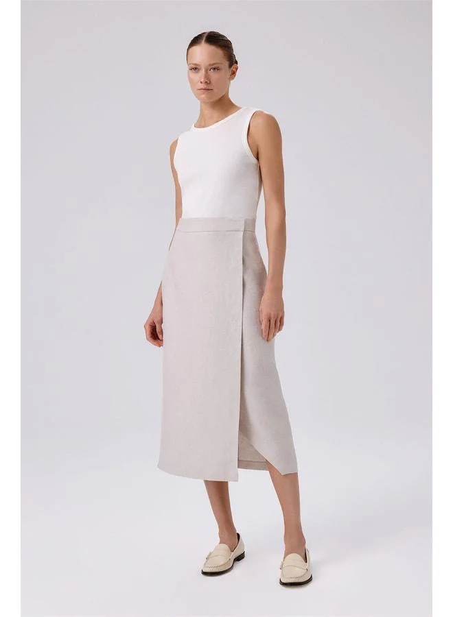 Mısırlı 1951 Stone Chevron Asymmetric Slit Midi Skirt.
