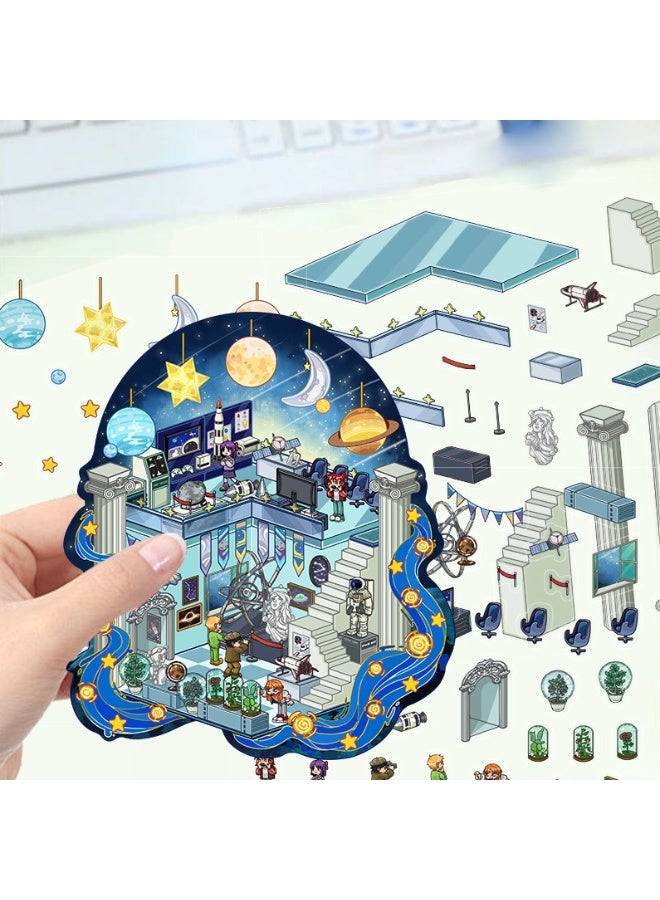 NIBEMINENT 3 Pcs Cartoon Astronomy Museum Deco Kit Waterproof Stickers, High Definition Printing Bright Colors, Suitable for Laptop Skateboard Luggage Water Bottle Guitar DIY - Image 2