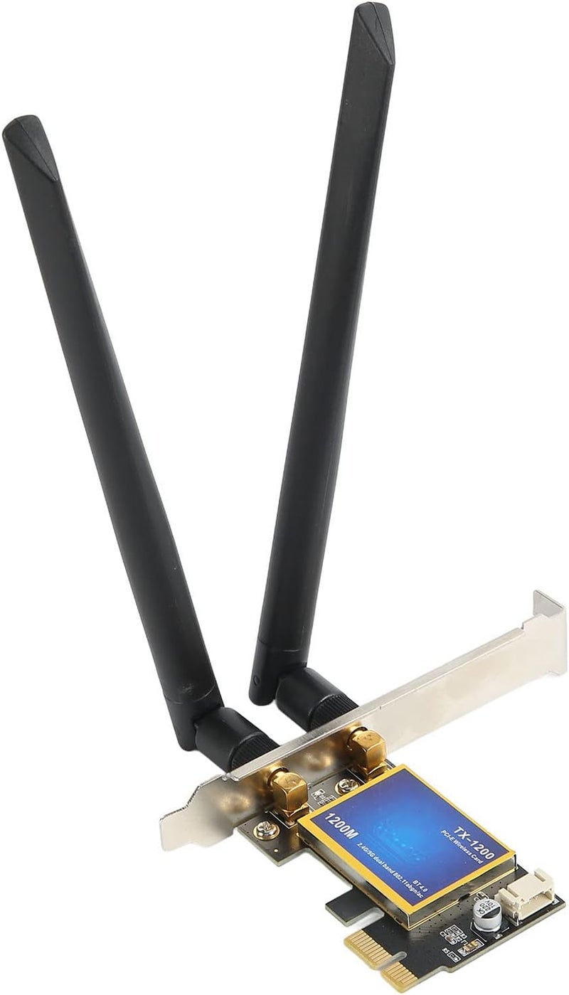 كلاراكو بطاقة واي فاي PCIE، محول شبكة لاسلكية ثنائي النطاق 2.4 جيجاهرتز و5 جيجاهرتز، سرعة 1200 ميجابت في الثانية، بطاقة واي فاي للألعاب 4.0 لأجهزة الكمبيوتر المكتبية - Image 1