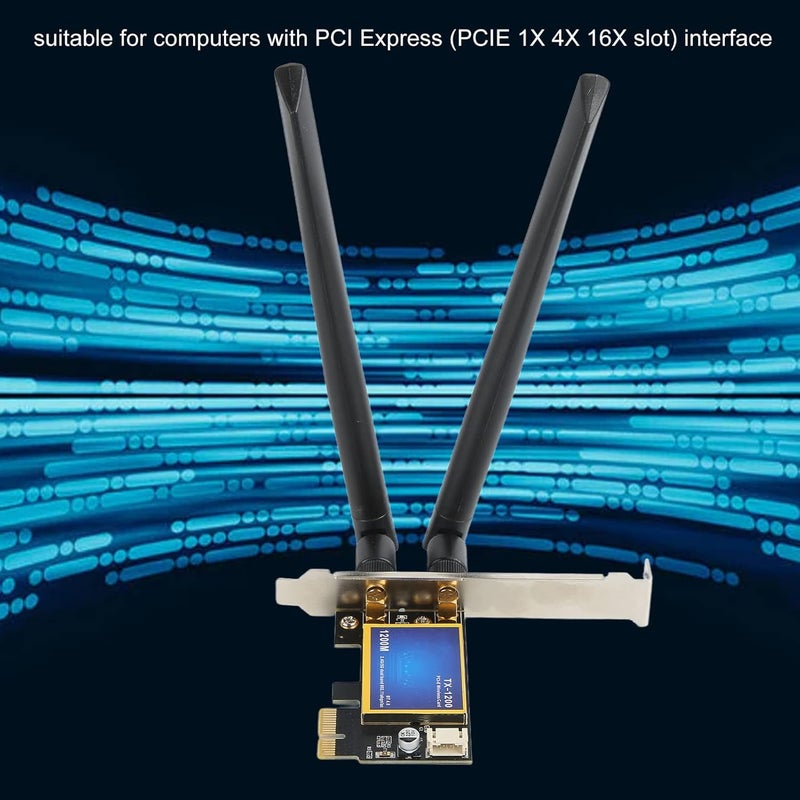 كلاراكو بطاقة واي فاي PCIE، محول شبكة لاسلكية ثنائي النطاق 2.4 جيجاهرتز و5 جيجاهرتز، سرعة 1200 ميجابت في الثانية، بطاقة واي فاي للألعاب 4.0 لأجهزة الكمبيوتر المكتبية - Image 2