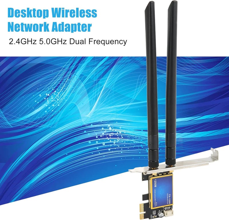 كلاراكو بطاقة واي فاي PCIE، محول شبكة لاسلكية ثنائي النطاق 2.4 جيجاهرتز و5 جيجاهرتز، سرعة 1200 ميجابت في الثانية، بطاقة واي فاي للألعاب 4.0 لأجهزة الكمبيوتر المكتبية - Image 4