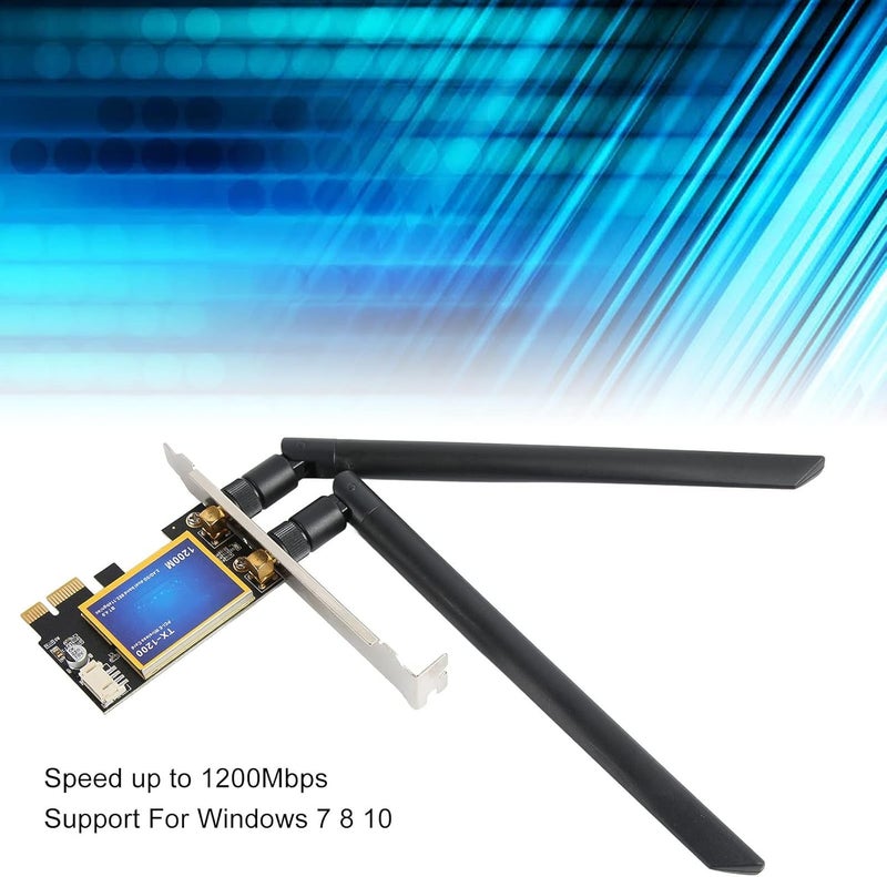 كلاراكو بطاقة واي فاي PCIE، محول شبكة لاسلكية ثنائي النطاق 2.4 جيجاهرتز و5 جيجاهرتز، سرعة 1200 ميجابت في الثانية، بطاقة واي فاي للألعاب 4.0 لأجهزة الكمبيوتر المكتبية - Image 3
